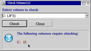 Check Volume(s) dialog